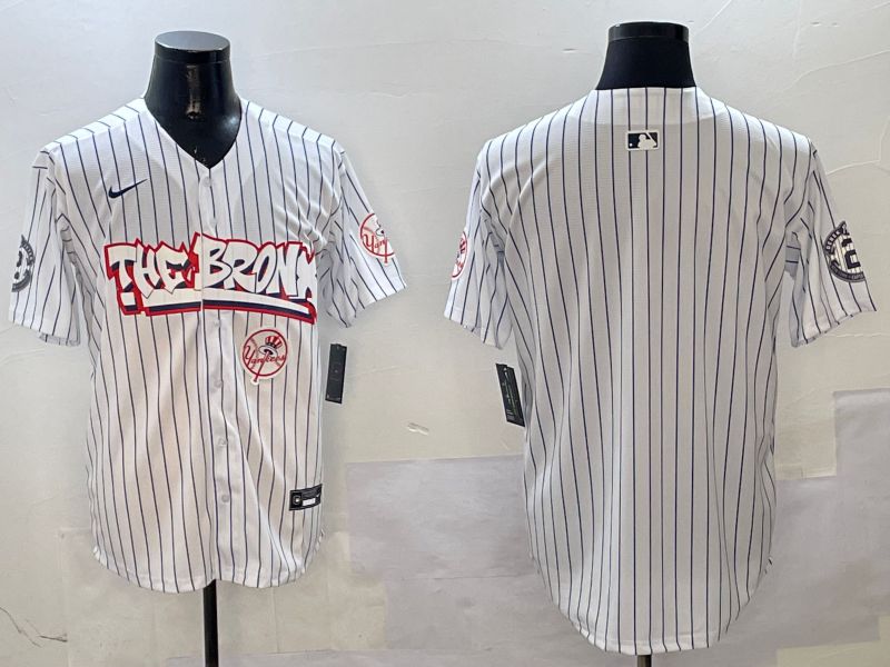 Men New York Yankees Blank White Stripe four generations Joint Name 2025 Nike MLB Jersey style 27